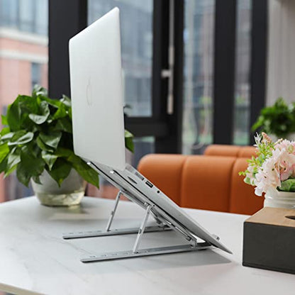 Amazon Basics Laptop Stand with 6-Angle Adjustment, For Laptops 10 (25.4 cm) - 15.6 Inches (39.6 cm), Silver