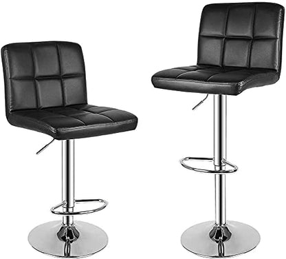 bigzzia Barstool, Bar Stools Set of 2 PU Leather Swivel Height Adjustable Bar Chairs With Backrest For Breakfast Bar, Counter, Kitchen and Home Barstools