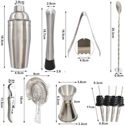 AYAOQIANG Cocktail Making Set, Cocktail Shaker Set with Stand, 750ml Stainless Steel Shaker for Cocktail, Home Bar Cocktail Tool Set for Bartender,Gift for Men Birthday,Thanksgiving,Christmas