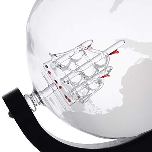 - Oak & Steel | 1500ml World Globe Whiskey Decanter Set -