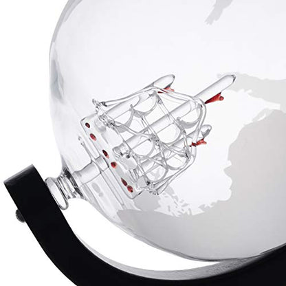 - Oak & Steel | 1500ml World Globe Whiskey Decanter Set -