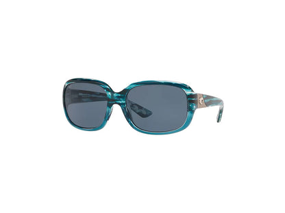 Costa Gannet 6S9041 Pillow Sunglasses for Women + BUNDLE with Designer iWear Eyewear Care Kit, Shiny Marine Fade / Grey 580p Plastic Polarzied, 58
