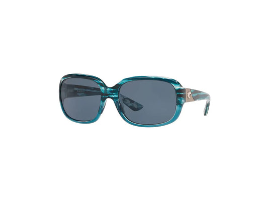 Costa Gannet 6S9041 Pillow Sunglasses for Women + BUNDLE with Designer iWear Eyewear Care Kit, Shiny Marine Fade / Grey 580p Plastic Polarzied, 58