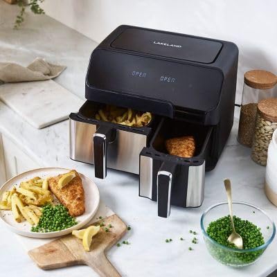 - Lakeland Dual Basket Air Fryer 8L  | 5L & 3L Independent Non-Stick Cooking Baskets -