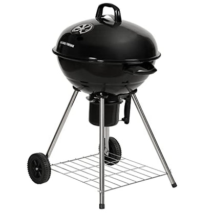 - George Foreman Portable Charcoal BBQ | Round Kettle 47 cm | Adjustable Vent, Integrated Thermometer -