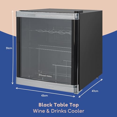 - Russell Hobbs Mini Fridge | 12 Bottle/46L | Freestanding Black Table Top Mini Beer & Wine Fridge -