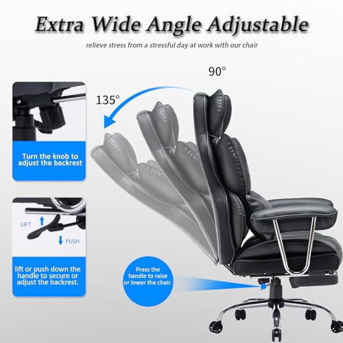 - Efomao Desk Office Chair | PU Leather Ergonomic Office Chair | Adjustable Big High Back Computer Chair -