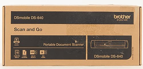 BROTHER DS-640 Document Scanner, USB 3.0, DSMobile, Portable, 15PPM, A4 Scanner, Includes Micro USB Cable, White