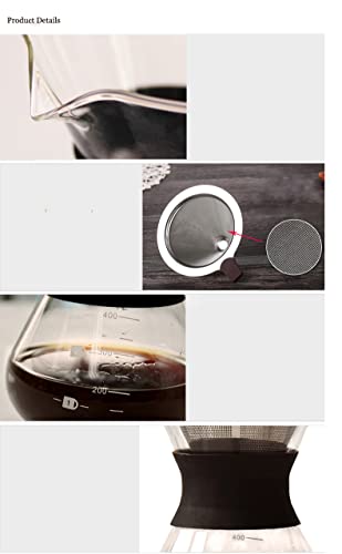 - YunNasi Pour Over Coffee Maker Glass Hand Drip Coffee Brewer Set Coffee Filter Jug with Permanent Filter (400ml)