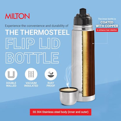 - Milton Vacuum Flask for Hot Drink 1 Litre (34 oz) | Stainless Steel Double Walled Insulated Water Bottle -