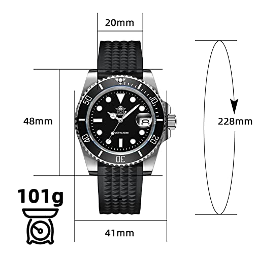 ADDIESDIVE Quartz Watches for Men Diver 200M Steel Watch with Waterproof Rubber Strap Waffle