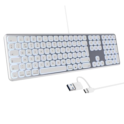 - TECURS Mac Keyboard Backlit |Quiet Slim USB Wired Computer Keyboard -