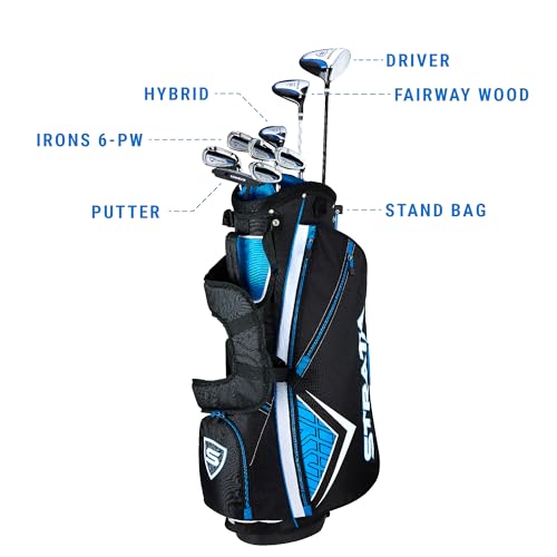 - Strata Men's Right Hand Golf Club Package Set | 12 Piece | Blue -
