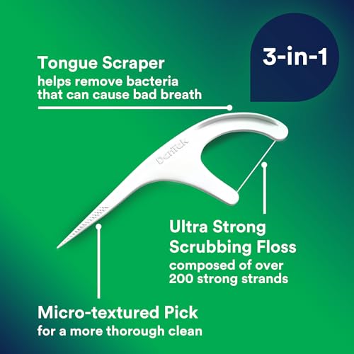 DenTek Triple Clean Mint Flavoured and Fluoride coated Advanced Dental Floss Picks with 3 cleaning actions - 150 Pack