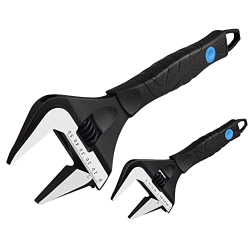 - MAXPOWER Adjustable Wrenches Wide Jaw | 2PCs Stubby Adjustable Spanner Set -