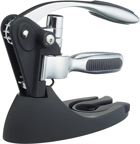 BarCraft Lever Corkscrew and Wine Bottle Opener, Comes with Bottle Stopper, Foil Cutter and Spare Non-stick Worm, 1 Kit with Presentation Box, Metal Shimmer