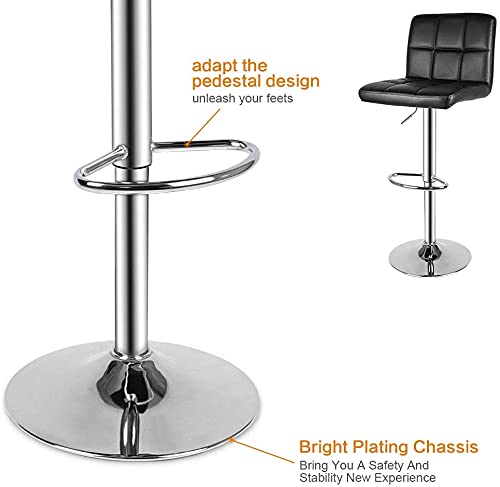 bigzzia Barstool, Bar Stools Set of 2 PU Leather Swivel Height Adjustable Bar Chairs With Backrest For Breakfast Bar, Counter, Kitchen and Home Barstools