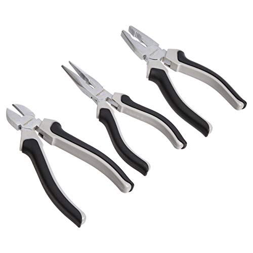 Amazon Basics Pliers Set, 4 Pieces, Grey, Black