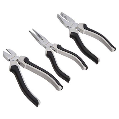 Amazon Basics Pliers Set, 4 Pieces, Grey, Black