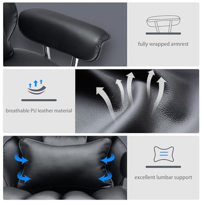 - Efomao Desk Office Chair | PU Leather Ergonomic Office Chair | Adjustable Big High Back Computer Chair -