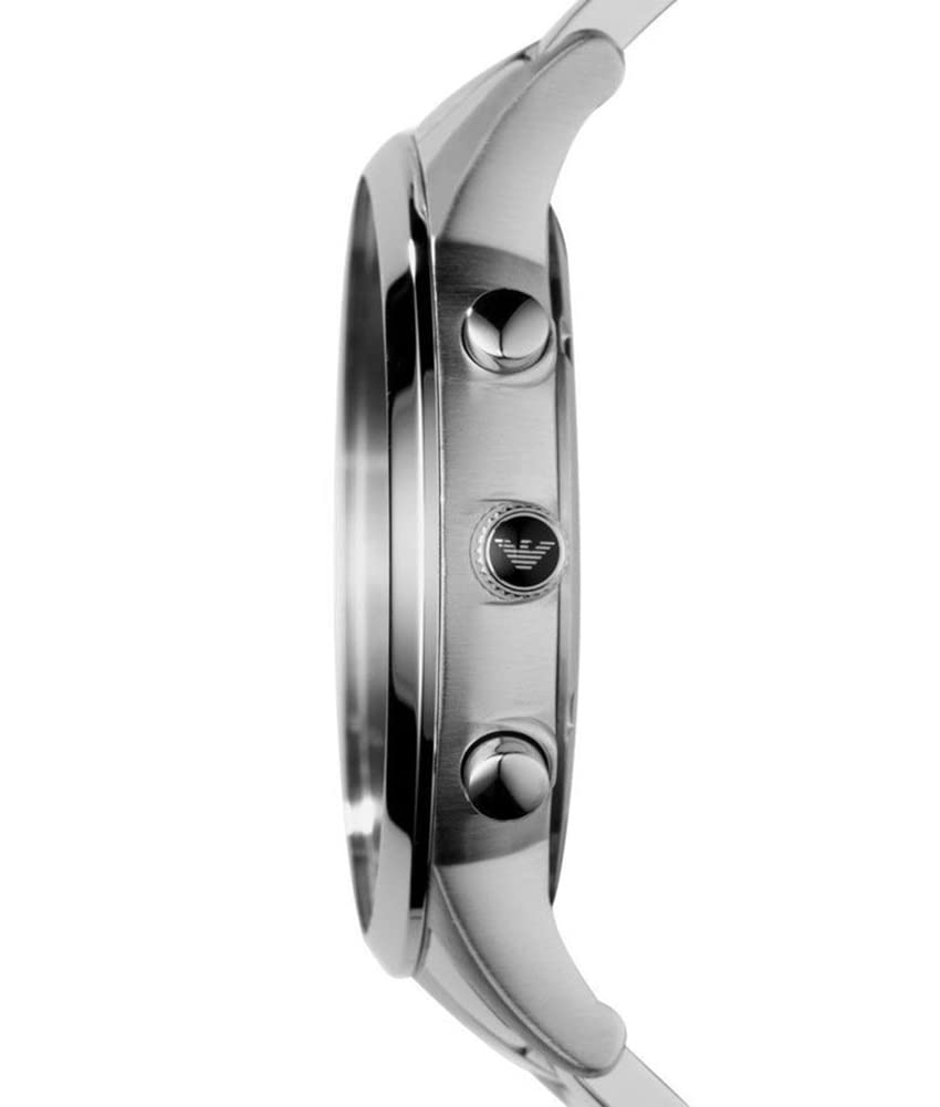 - Emporio Armani Watch for Men | Quartz Chronograph Movement | 46 mm Silver Stainless Steel Case with a Stainless Steel Strap | AR2460 -