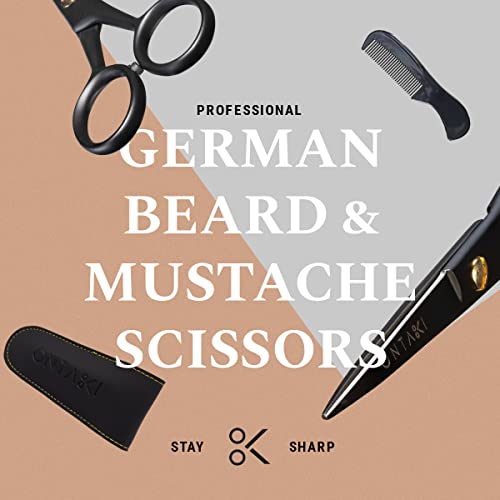 - ONTAKI 5" Beard Moustache Scissors | Professional German Steel Grooming Kit For All Body & Hair -
