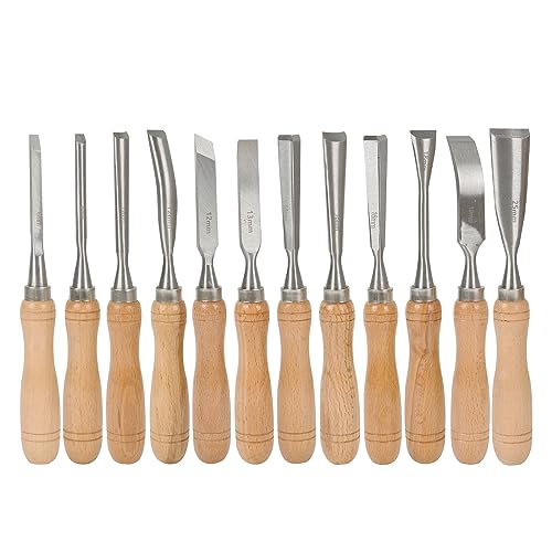 12-piece chisel set, wood chisel set, notch carving set, woodwork chisel set, professional chisel set for wood carving, carpentry, wood chisel set for beginners, professionals carvers
