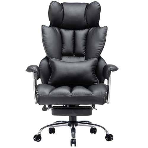 - Efomao Desk Office Chair | PU Leather Ergonomic Office Chair | Adjustable Big High Back Computer Chair -