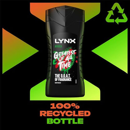 - Lynx Africa Body Wash | 12 Hour Refreshing Fragrance | 225 ml Bulk Buy 3 Pack -