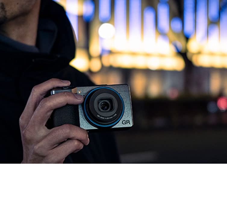 - Ricoh GR IIIx Urban Edition | Metallic Grey Body with Navy Blue Ring | Digital Compact Camera with 24MP -
