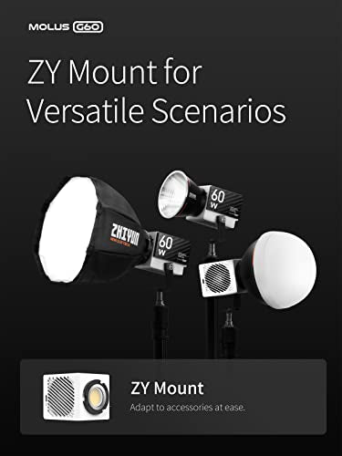 - Zhiyun G60 COMBO LED Video Continuous Lighting Dimmable 2700K-6500K CRI96+ TLCI 97+ Studio Photography Light Supports APP Control with Bowens Mount Adapter