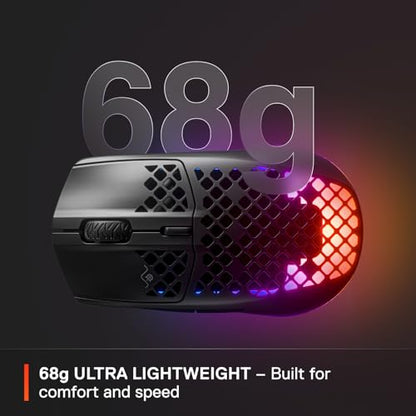 - SteelSeries Aerox 3 Wireless | Holey RGB Gaming Mouse | Ultra-lightweight Water Resistant Design -