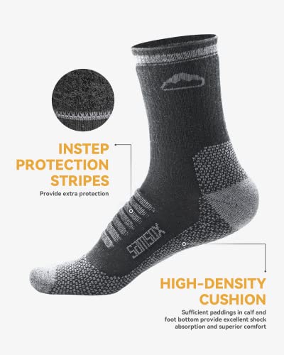 - SAMSOX 2 Pack Merino Wool Hiking Socks | Cushion Socks for Men & Women | Black/Grey | 2-pack | XL -