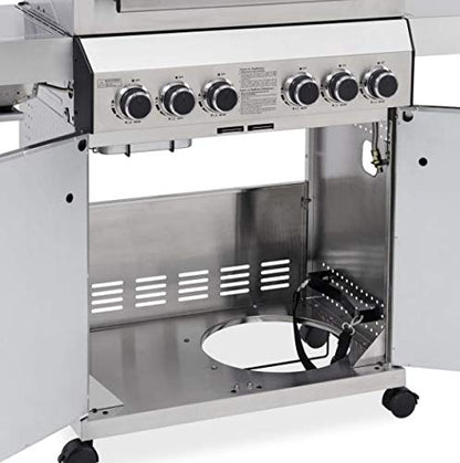 CosmoGrill Platinum Stainless Steel 6 Gas Burner 4+2 Barbecue Grill with Infrared Searer & Back Burner, Built-in Temperature Gauge for Home Garden Party Outdoor BBQ Cooking