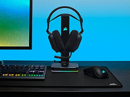 CORSAIR HS80 RGB Over Ear WIRELESS Multiplatform Gaming Headset – Dolby Atmos – Omni-Directional Microphone – iCUE Compatible – PC, Mac, PS5, PS4 – Carbon