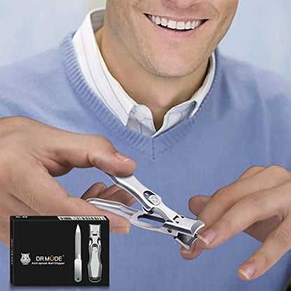 2024 New Nail Clippers for Thick Nails - DRMODE Wide Jaw Opening Nail Clippers with Catcher,Large Toenail Clippers Heavy Duty Nail Cutter with Sharp Curved Blade for Men Senior