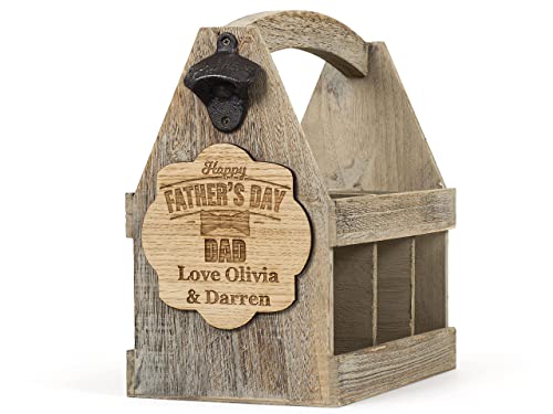 - Personalised Beer Crate with Bottle Opener | Vintage Wooden Beer Caddy -