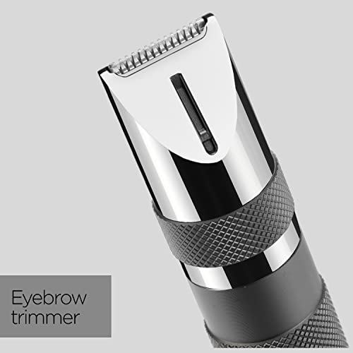 BaByliss Super-X Metal Series Nose Trimmer, Ear Eyebrow Hair Trimmer for Men, Grooming Kit, Gifts for Men (Silver/Grey)