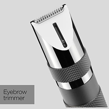 BaByliss Super-X Metal Series Nose Trimmer, Ear Eyebrow Hair Trimmer for Men, Grooming Kit, Gifts for Men (Silver/Grey)