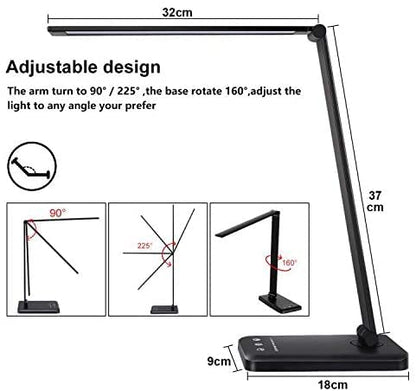 - SLATOR Desk lamp |Eye-caring | Aluminium | Dimmable | Bedside lamp | USB Charging Port -