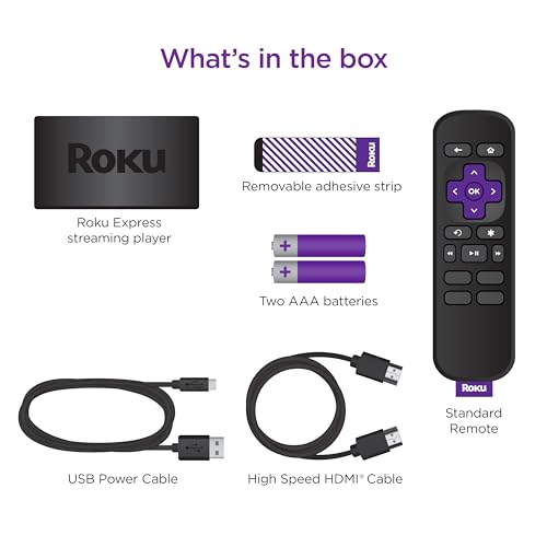 - Roku Express (New, 2023) | HD Streaming Device with High-Speed HDMI Cable -