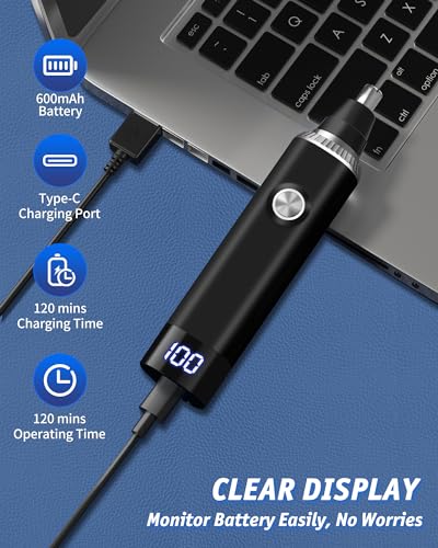 - Rechargeable Nose Hair Trimmer for Men | 3-in-1 Professional Painless Eyebrow and Facial Hair Trimmer -