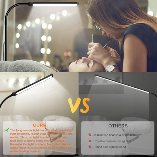 - LED Floor Lamp Bright Floor Light | Dimmable Black Reading Floor Lamp | Adjustable Floorlamp -