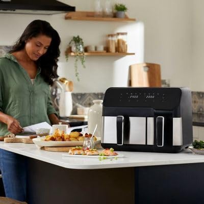 - Lakeland Dual Basket Air Fryer 8L  | 5L & 3L Independent Non-Stick Cooking Baskets -