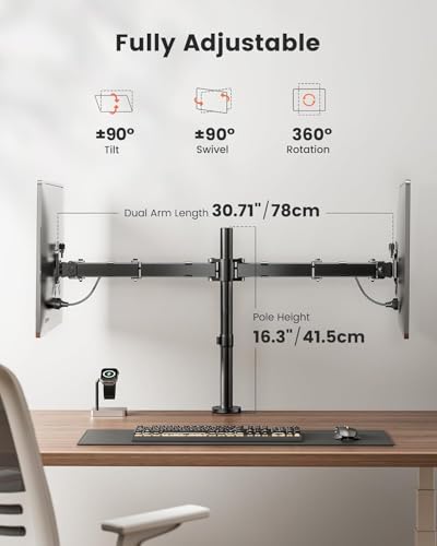 - ErGear Dual Monitor Stand for 13 to 32 Inch Screens | Dual Monitor Arm Ergonomic Viewing Angle -