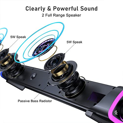 - SOULION R30 Computer Speakers | Colorful LED Lights with Switch Button