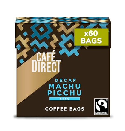 Cafédirect Coffee Bags Machu Picchu Decaff Fairtrade Arabica Coffee 10 x 7g (Pack of 6)