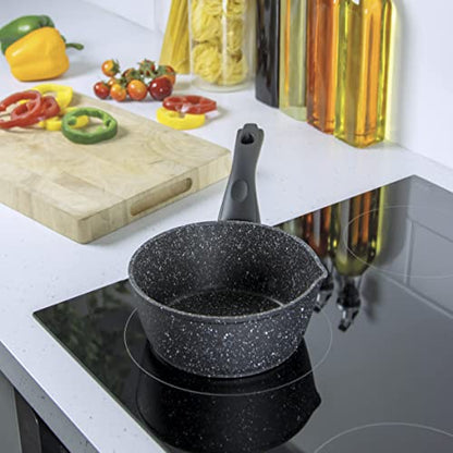 Blackmoor 66120 Classic 16cm Milk Pan/Non-Stick Coating/Cool Touch Handle/Features Unique Pouring Lip/Suitable for Induction, Gas & Electric Hobs/Black Colour