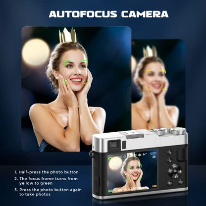 - Digital Camera | Oiadek 4K 48MP Autofocus Vlogging Camera | 32G Memory Card 16X Digital Zoom | 2.8 Inch Compact Digital Camera with Rotating Dashboard and Viewfinder -
