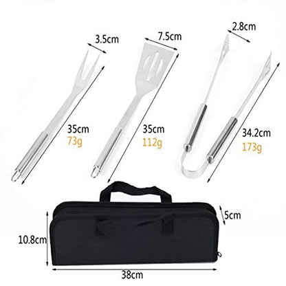 - GQC 3PCS BBQ Grill Tool Set | Stainless Steel Barbecue Grilling Utensils Kit with Carry Bag -